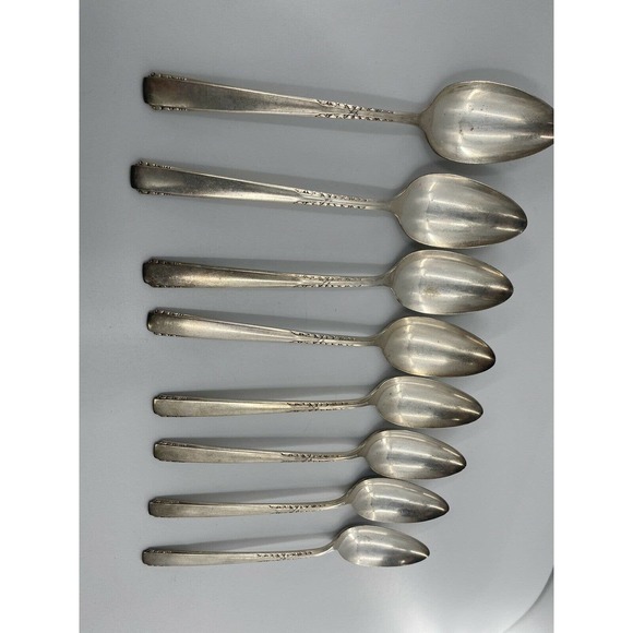 Oneida 1881 Rogers BROOKWOOD BANBURY 8 Oval Soup Spoons 7-1/2" Silverplate 1950 - Picture 10 of 10